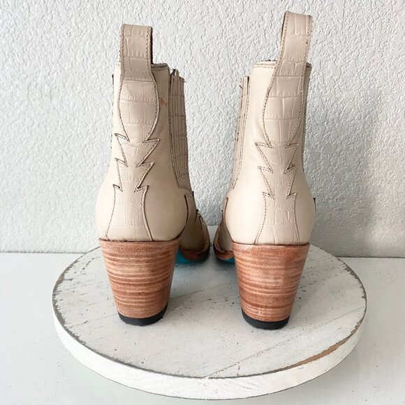 Lane CHELSEA Womens Cowboy Bootie 7.5 Western Ivory Short Cowgirl Ankle Boots - Picture 3 of 11